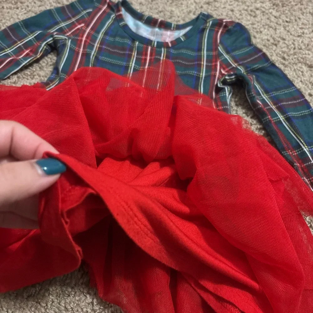 Posh Peanut Tartan Plaid Long Sleeve Tulle Dress Size 2